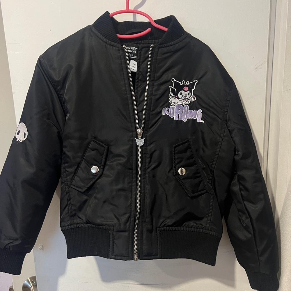 Forever 21 Black Kids Bomber Jacket with Purple Kuromi Patch